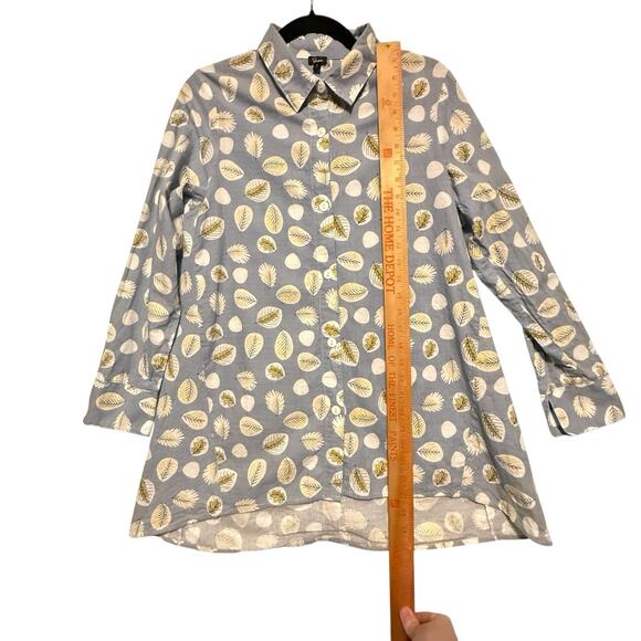 Shana Womens Tunic Lagenlook Art to Wear SIZE SMALL Button Up LEAF Print Fall - Picture 7 of 13